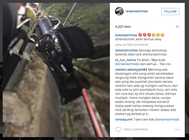 Izreen Azmin, Sherry Ibrahim Terlibat Kemalangan - ROTIKAYA